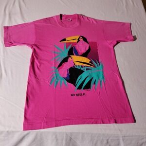 Key West Toucan Sz L T Shirt Fruit of the Loom 100% Cotton MIUSA Single Stitch
